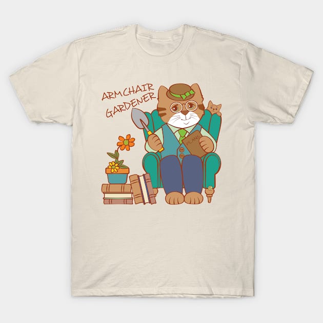 Armchair Gardener Man T-Shirt by Sue Cervenka